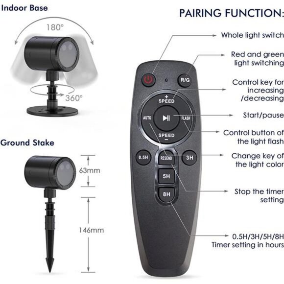 Christmas Projector Lights Outdoor, Waterproof Christmas Lights (Red and Green) - Picture 5 of 6